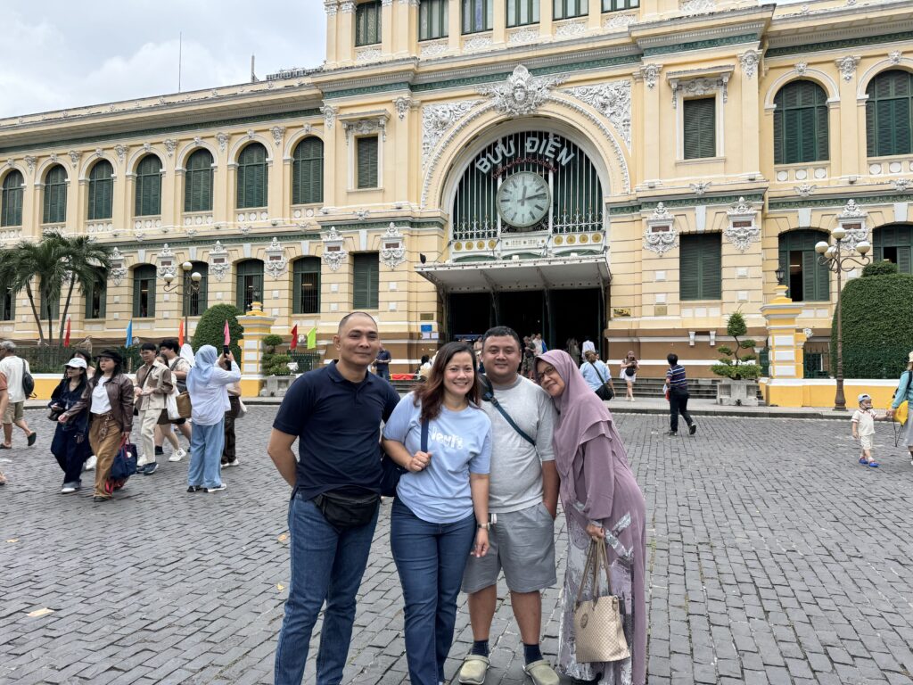 Saigon Central Post Office facade in Ho Chi Minh City with French colonial architecture